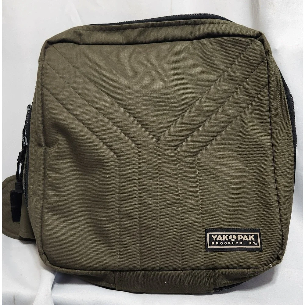 Vintage Yak Pak x Vexed Generation Crossbody Sling Bag Olive Green zipper damage